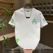 短袖 轻奢高级百搭宽松T恤2025夏季 薄款 男士 刺绣个性 十字架上衣潮