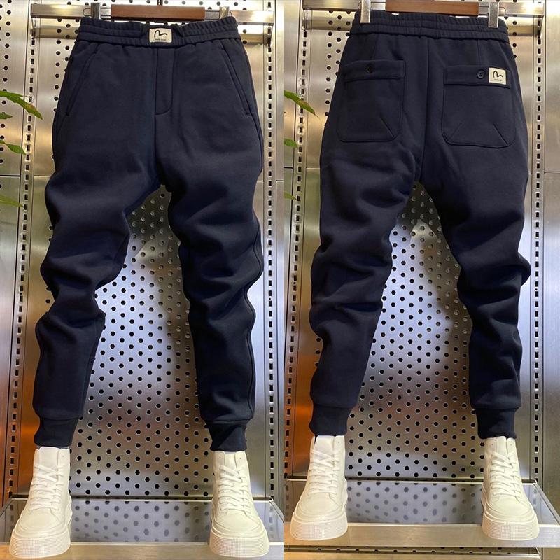 网红潮牌加绒加厚束脚卫裤男裤子