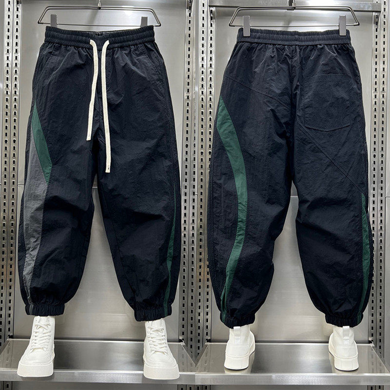 秋冬速干男韩版哈伦休闲裤时尚潮流百搭拼色九分裤网红阔腿束脚裤,男装,休闲裤,淘宝优惠券,粉丝福利购,淘宝优惠卷