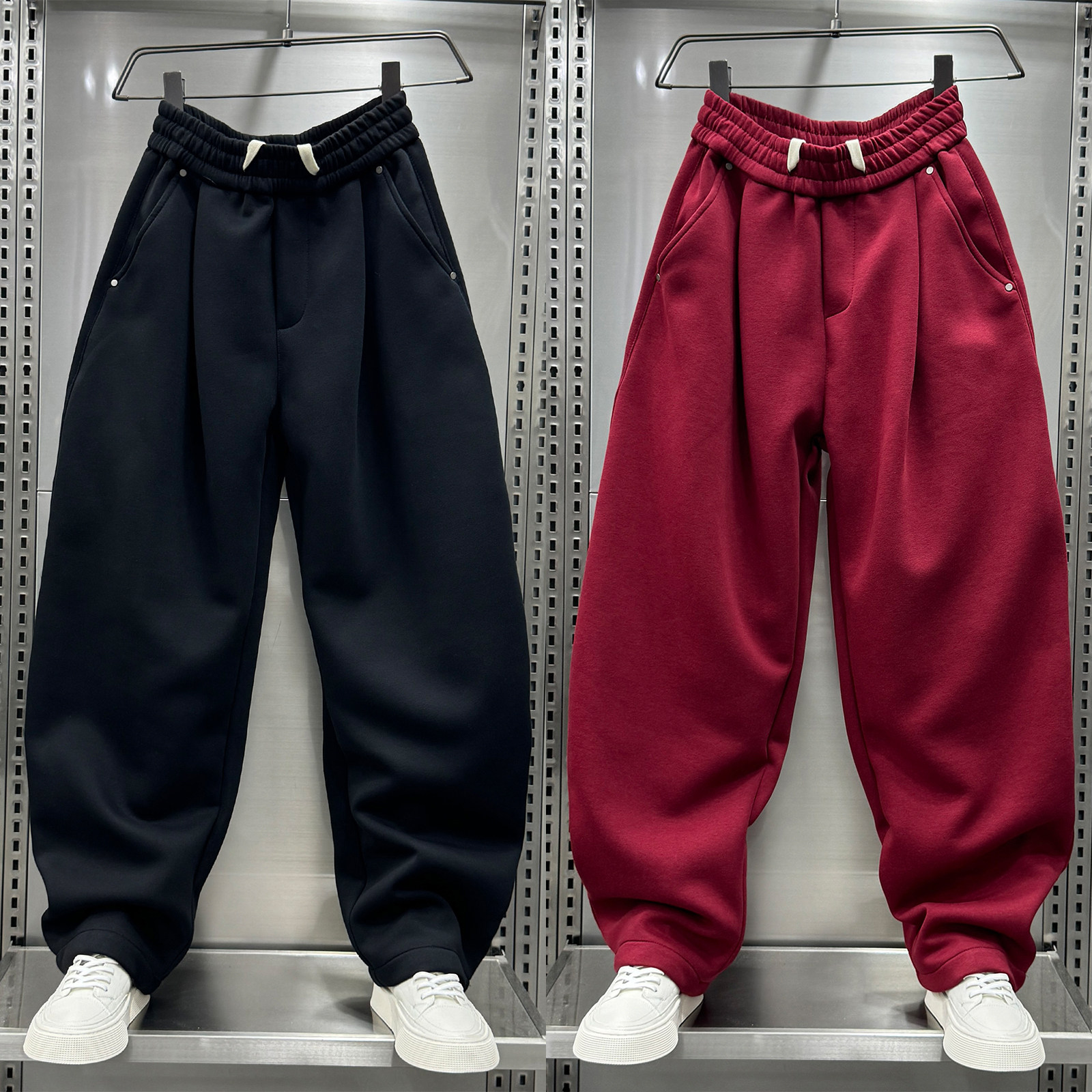 重磅秋冬新款弯刀休闲裤男时尚百搭纯色阔腿运动裤高街直筒哈伦裤,男装,休闲裤,淘宝优惠券,粉丝福利购,淘宝优惠卷