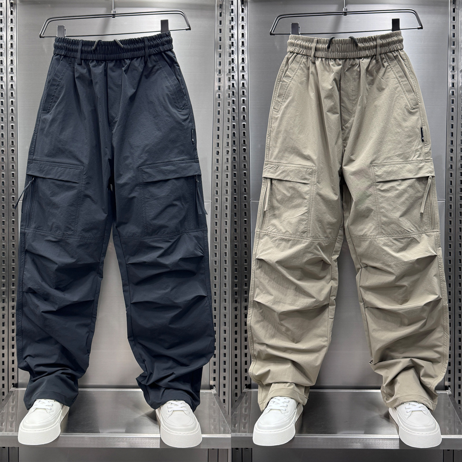 2025秋冬薄款休闲多口袋工装裤男士宽松直筒裤个性拉链口袋阔腿裤,男装,休闲裤,淘宝优惠券,粉丝福利购,淘宝优惠卷