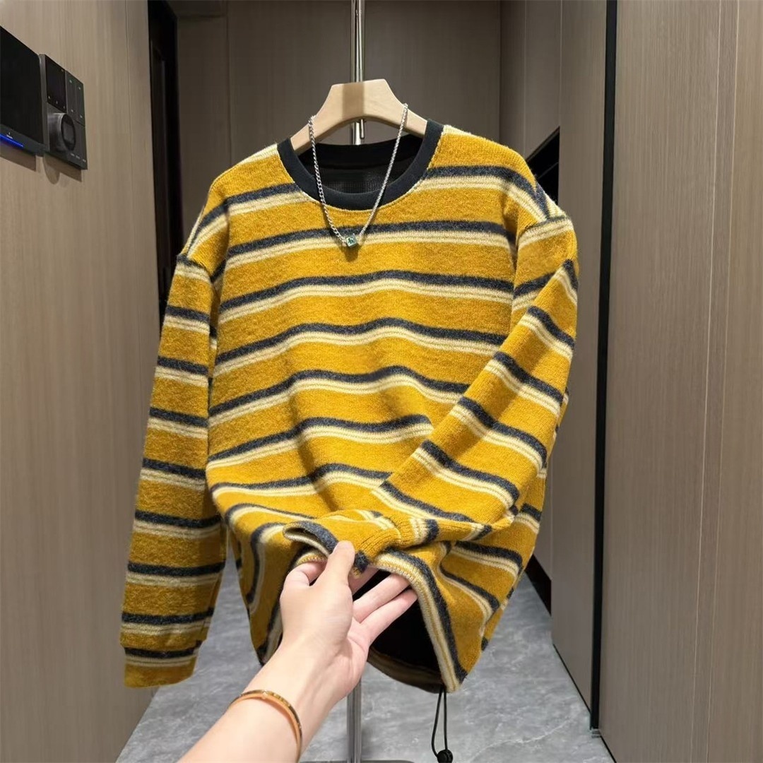 ZPK韩版针织条纹撞色休闲卫衣