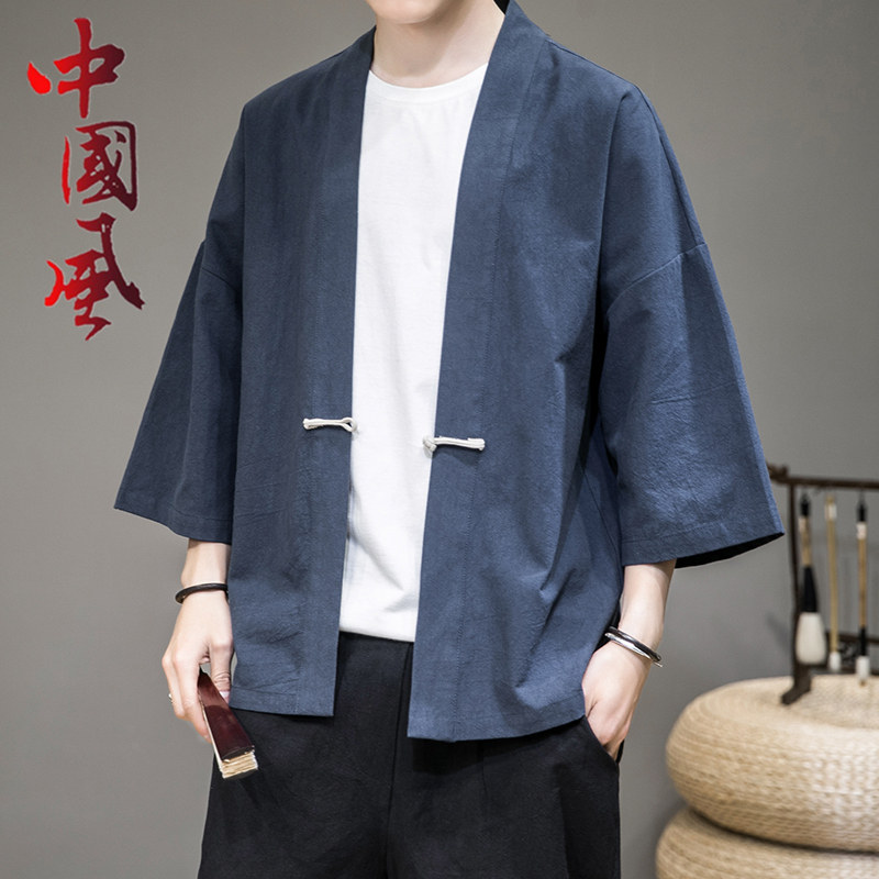 中式唐装改良汉服和服羽织中国风道袍男装民族风开衫棉麻盘扣外套属于什么档次？