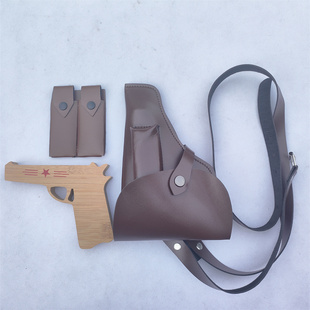 儿童玩具小木枪小兵张嘎同款幼儿园男孩礼物0-3岁怀旧木质手枪套