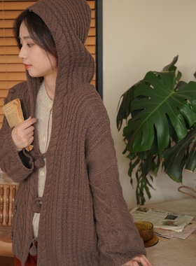 DFD 两色复古百搭甜美可爱斗篷外套羊毛混纺针织毛衣秋冬女