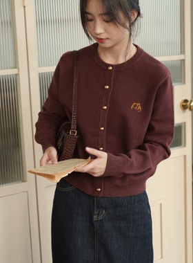 DFD 虎虎生威 虎年定制款可爱刺绣小金扣浣熊绒复古棕色圆领毛