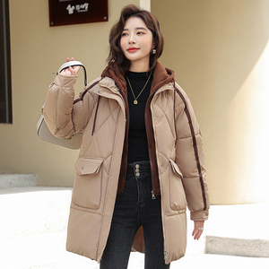假两件棉服冬季新款女2023中长款棉衣韩版加厚棉袄面包服外套爆款