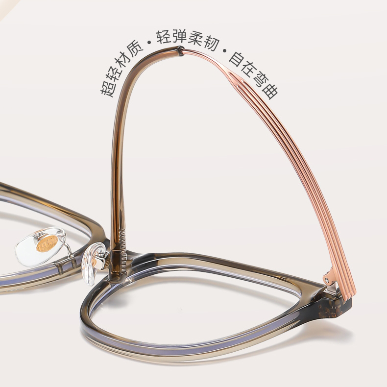 GM冷茶色眼镜女款方框防蓝光
