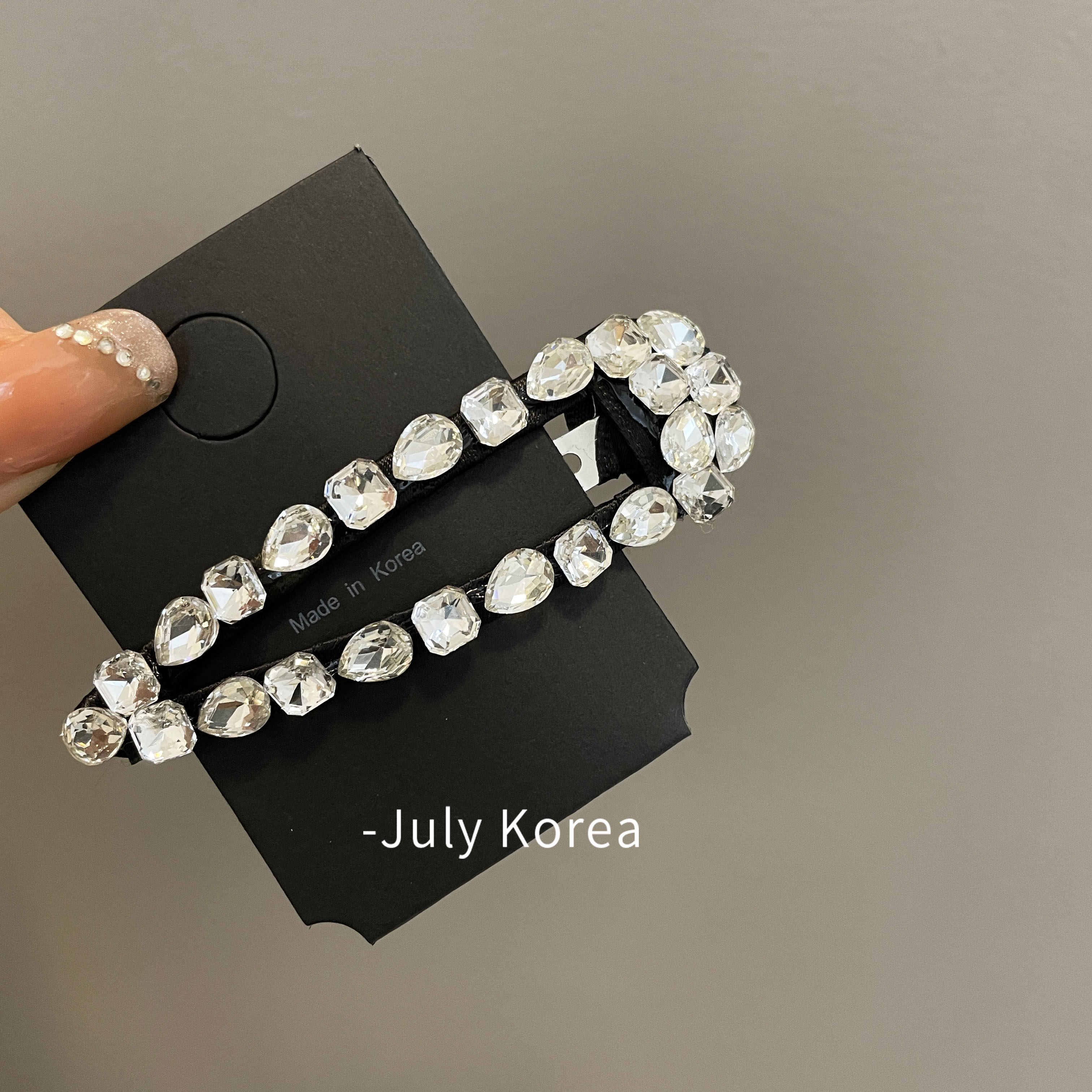 JULY~韩国新款白色水晶水滴边夹水钻bb夹刘海夹亮闪气质时髦发饰