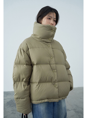 BLANK LABEL 300G充绒短款立领羽绒服女白鸭绒保暖加厚面包服外套