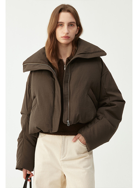 BLANK LABEL中空纱短款鹅绒羽绒服女冬季加厚设计感小众保暖外套