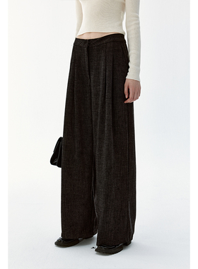 BLANK LABEL特殊肌理感小香风面料阔腿裤女秋冬季显瘦直筒西装裤