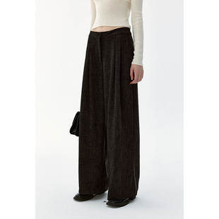 BLANK LABEL特殊肌理感小香风面料阔腿裤女秋冬季显瘦直筒西装裤