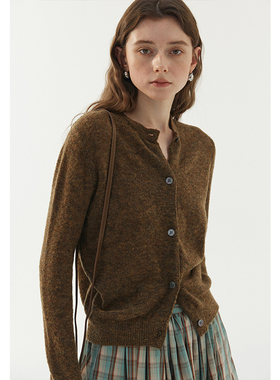 BLANK LABEL康宝莱67支细毛条羊毛针织开衫毛衣2025秋冬薄款上衣