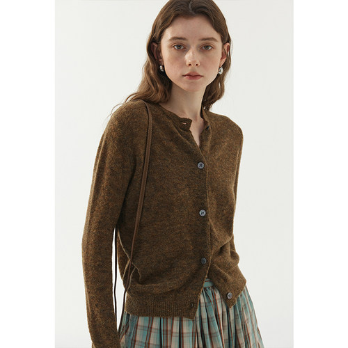 康宝莱67支细毛条羊毛针织开衫女