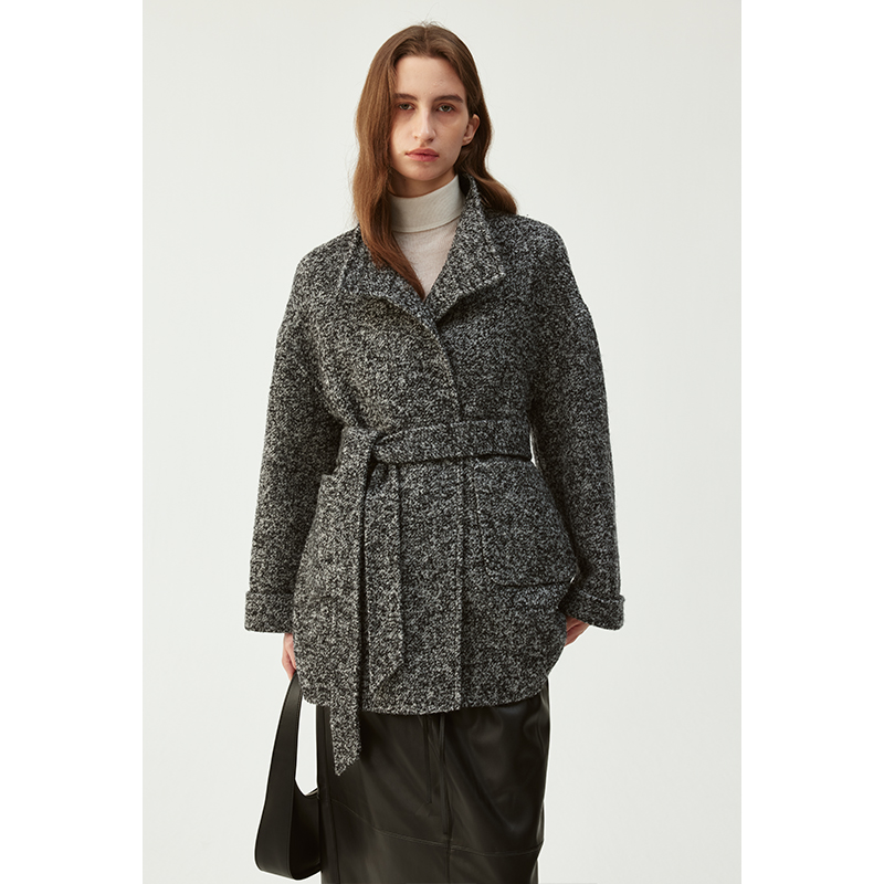 L澳毛混纺双面尼羊驼大衣女