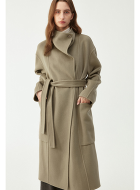 BLANK LABEL110支羊毛双面尼羊绒大衣女2025秋冬立领长款毛呢外套