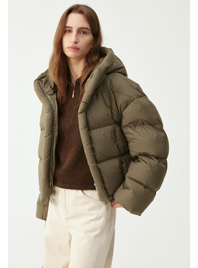 BLANK LABEL白鸭绒短款羽绒服女装冬季立体条面包服保暖连帽外套