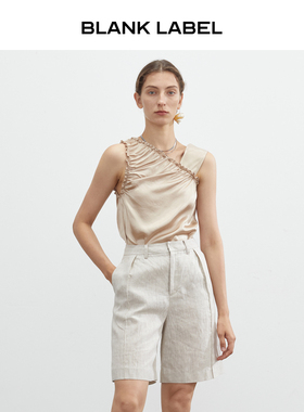 BLANKLABEL法式极简进口面料雨露麻显瘦休闲百慕大短裤女夏季