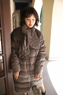 横店月娥2019新款金丝绒粉色灰色中长款爆款明星同款羽绒服可定制