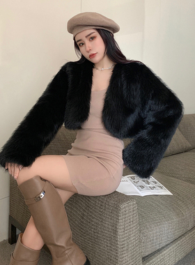 韩版时尚仿皮草环保毛外套女秋冬新款时髦炸街百搭短款毛绒绒上衣
