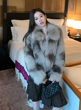 摩卡可可狐环保皮草仿狐狸毛短款外套女韩版时尚毛绒绒保暖女大衣