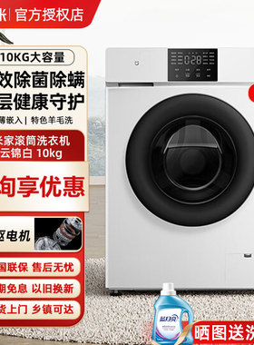 小米米家洗衣机滚筒10kg全自动白色直驱变频家用大容量降噪除菌