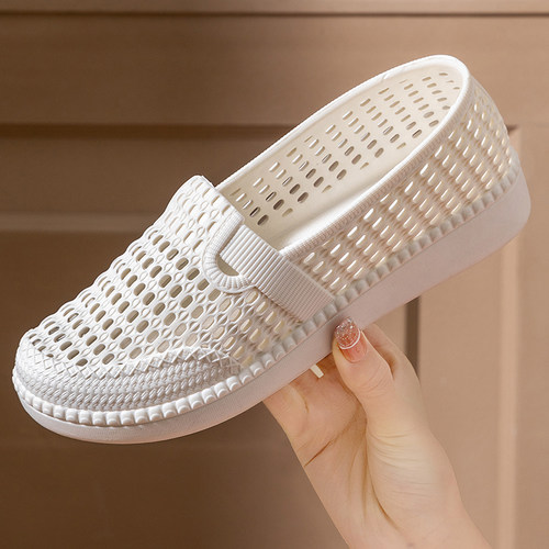 洞洞鞋女外穿防滑夏季镂空透气工作护士鞋休闲软底沙滩包头凉鞋女