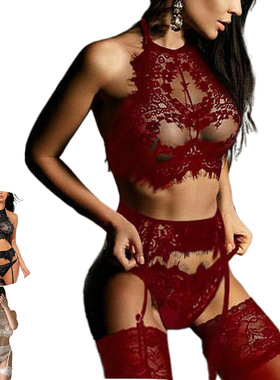 Sexy suit with hollowed out garters and lace lingerie