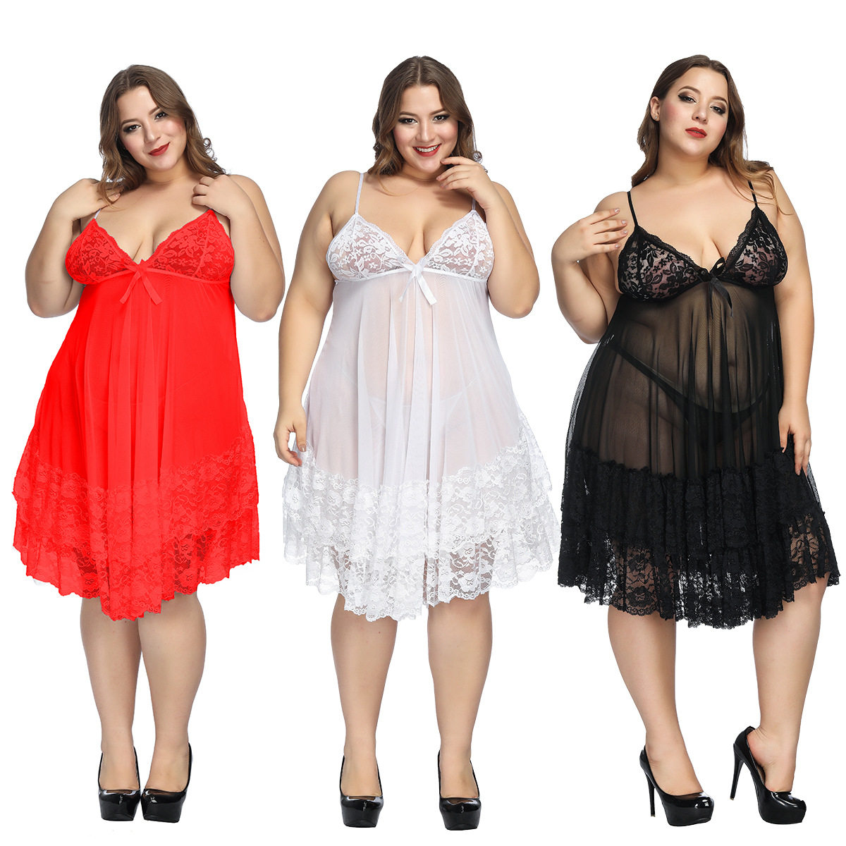 Sexy lingerie, transparent mesh vest, plus size pajamas