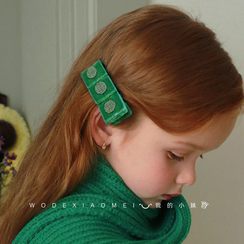 甜美女孩进口闪亮丝绒发夹刘海夹