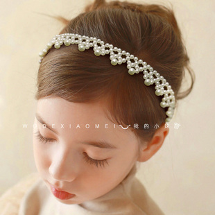 儿童手工发饰法式 珍珠发带发箍女孩公主超仙甜美飘带绑发头箍头饰