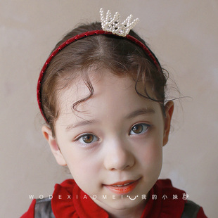 儿童头饰手工串珠珍珠皇冠发箍女孩公主宝宝可爱发卡头箍生日发饰