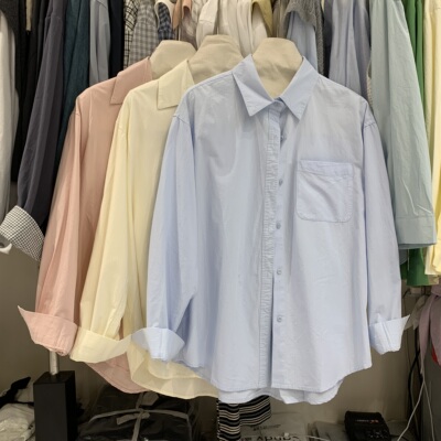 IMVANE5229单排扣长袖衬衫女百搭口袋基础款通勤上衣2026春季新款