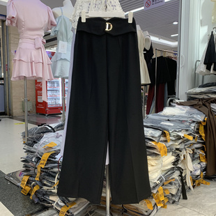 高腰设计感黑色西装 百搭直筒裤 裤 垂感时尚 显瘦修身 堂熙泉Y710秋款