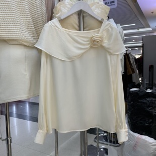 上衣 别致立体花朵洋气荷叶边领女衬衫 堂熙泉C6002时尚 女2027春款