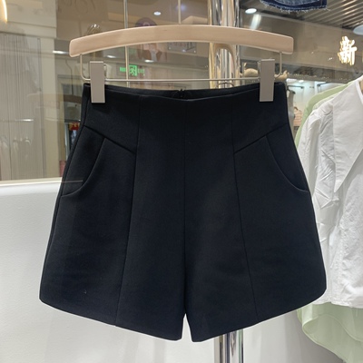 芊编依格9960高腰西装短裤女a字2025春款百搭显瘦阔腿裤黑色外穿