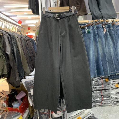 梦佳瑶8926秋季新款高腰宽松显瘦百搭休闲阔腿裤女松弛感弯刀长裤