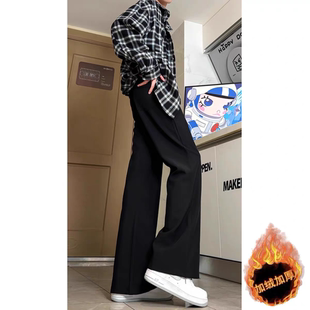 裤 男春秋季 子男款 弯刀休闲百搭直筒西装 美式 长裤 微喇廓形黑色西裤