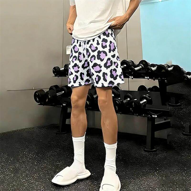 豹纹潮牌美式短裤运动宽松训练透气速干三分夏季跑步休闲篮球四分
