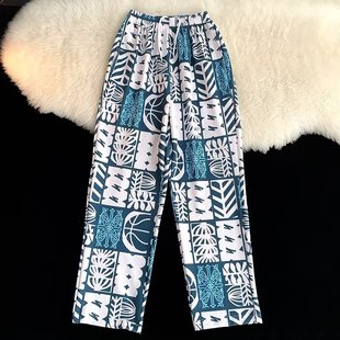 美式 男潮流直筒运动休闲裤 篮球长裤 篮球九分裤 子 训练花裤 春秋薄款