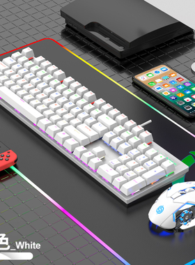 蝰蛇KM600机械键盘鼠标套装电竞游戏专用青轴笔记本电脑有线发光