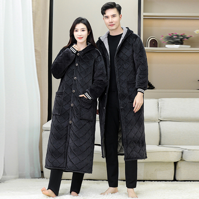 加厚加绒保暖罩衣男女大人加长款工作服加棉围裙防寒棉衣外套大褂