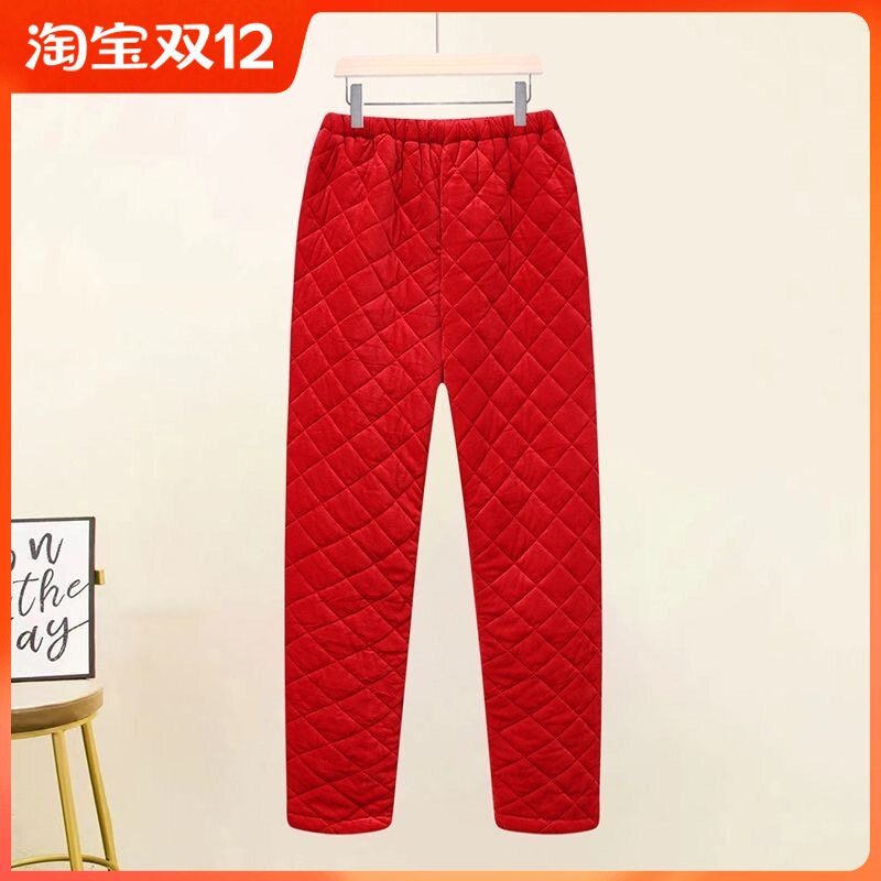 羊羔绒棉裤女秋冬季加绒加厚款直筒大码休闲运动直筒保暖防寒卫裤