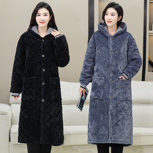 冬装女士棉衣中长款外套罩衣大码加绒加厚棉袄工作服罩衣加厚加绒