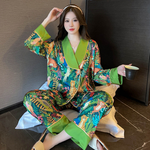 高级感奢华睡衣女春夏季长袖薄款冰丝丝绸春天可外穿家居服套装
