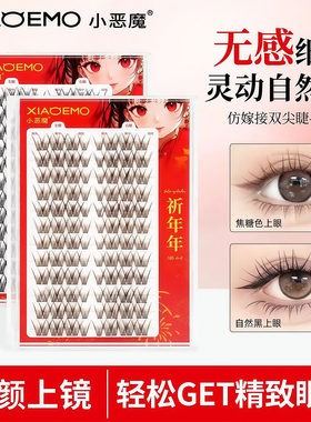 小恶魔祈年年假睫毛上睫毛大容量卷翘纤长黑色茶棕色纯欲自然分段