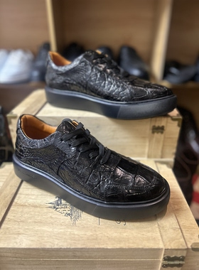XL底鳄鱼皮板鞋男士真皮休闲鞋高端轻奢鳄鱼皮时尚舒适百搭运动鞋