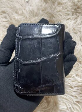 尾单处理尼罗鳄鱼皮卡包10.5/8cm稀有皮短款钱夹大竹节纹男女同款