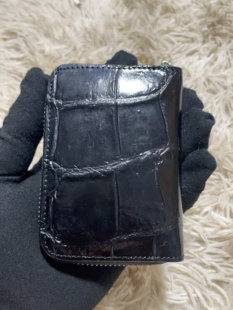 尾单处理尼罗鳄鱼皮卡包10.5/8cm稀有皮短款钱夹大竹节纹男女同款